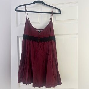 Urban outfitters casual maroon dress with black lace lining
